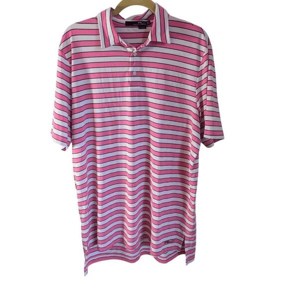RALPH LAUREN Lisle Club Striped Short Sleeve Polo Shirt Size Large - Picture 2 of 4